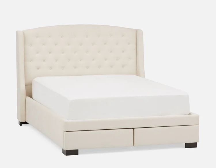 RAVEL tufted upholstered wingback queen size bed with storage