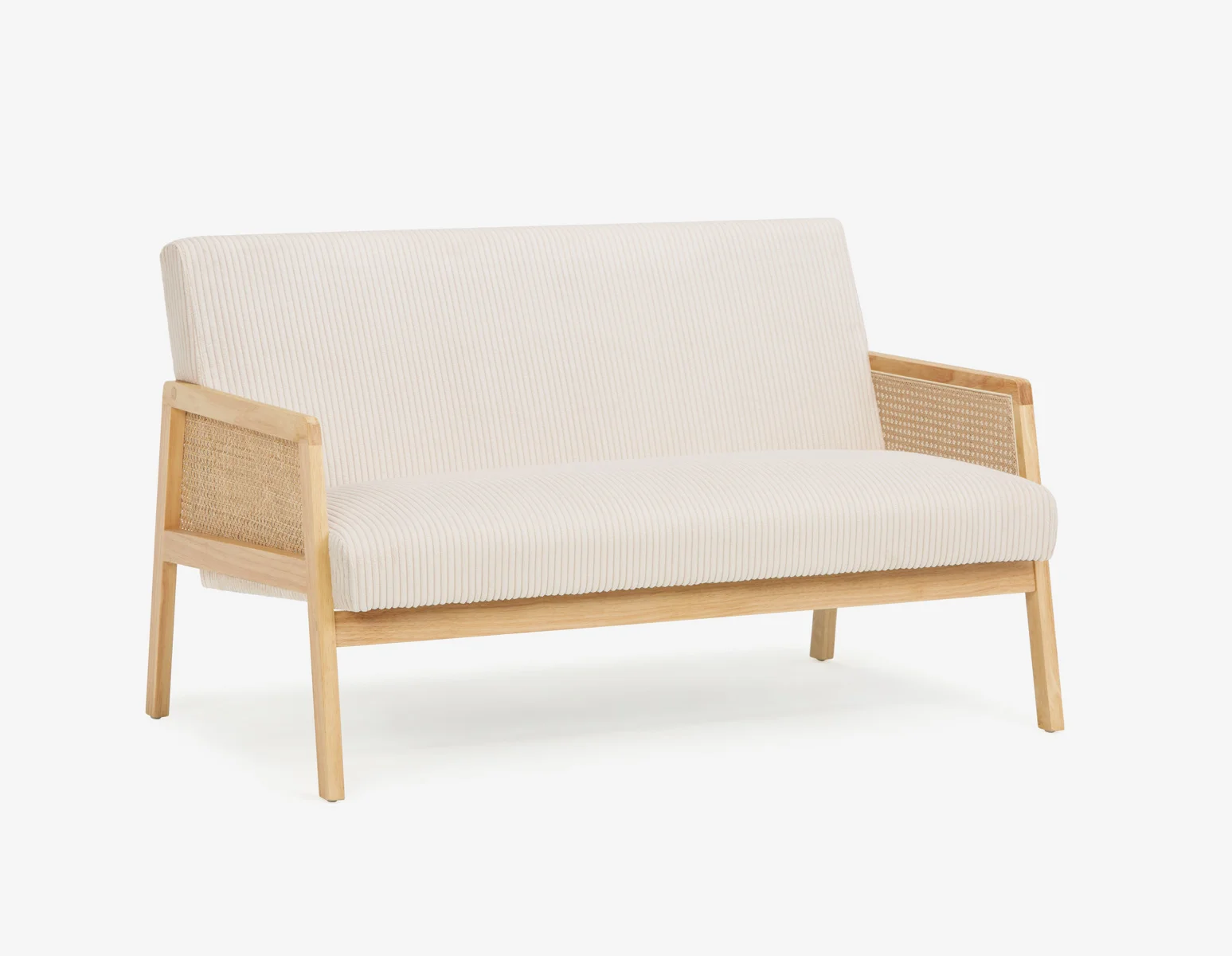 BECKETT loveseat with corduroy and rattan accents