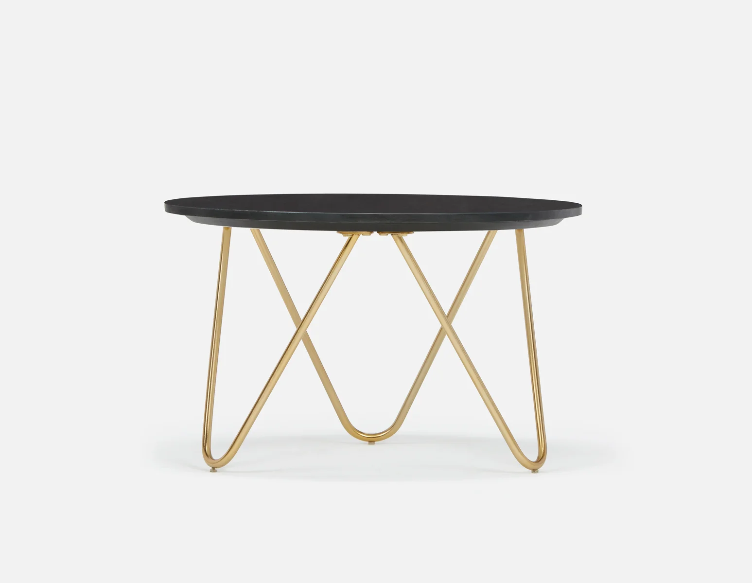 AKOT round marble coffee table 75 cm with gold-colored metal legs