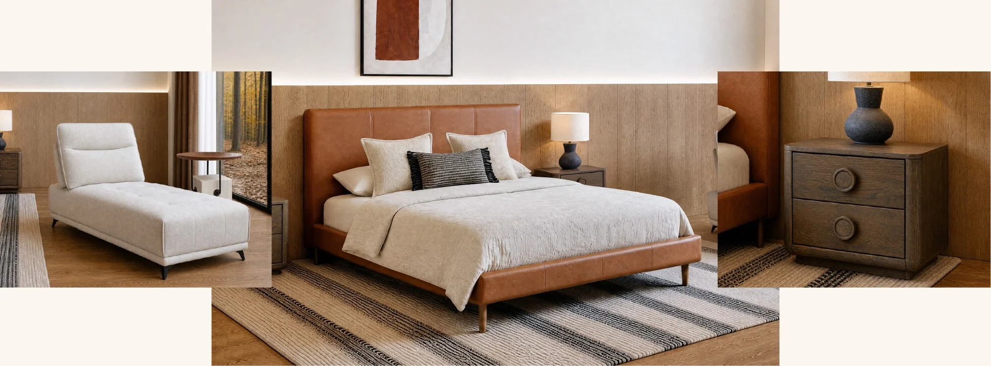 JAVIER leather queen size bed