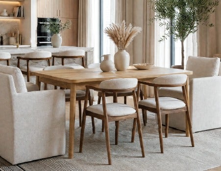 DALTON - rustic farmhouse extendable acacia wood dining table 180cm - Natural