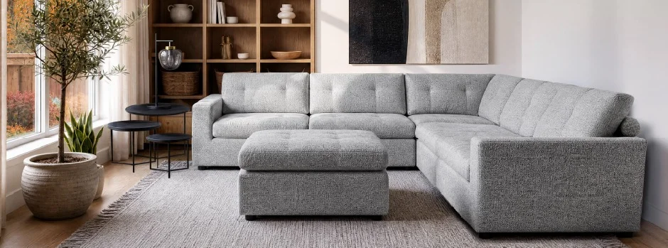 LEONIA - contemporary sectional sofa - Grey