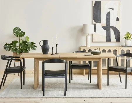 PRIYA - extendable acacia wood dining table 180-220 cm - Natural