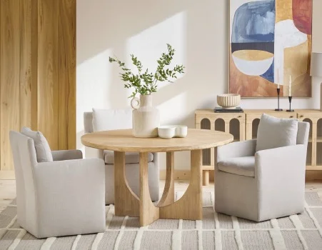 PRIYA - round acacia wood dining table 140cm - Natural