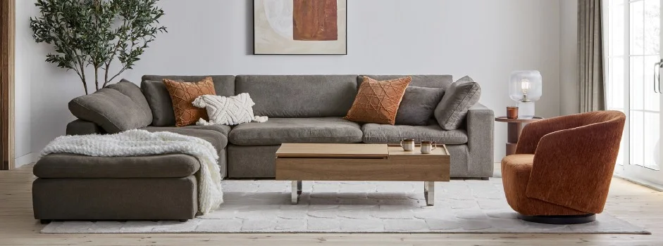 SOFT - contemporary 5-pc modular sectional sofa - Grey
