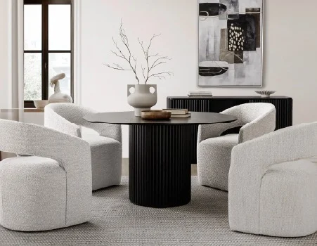 RHODES - round dining table 135cm - Black