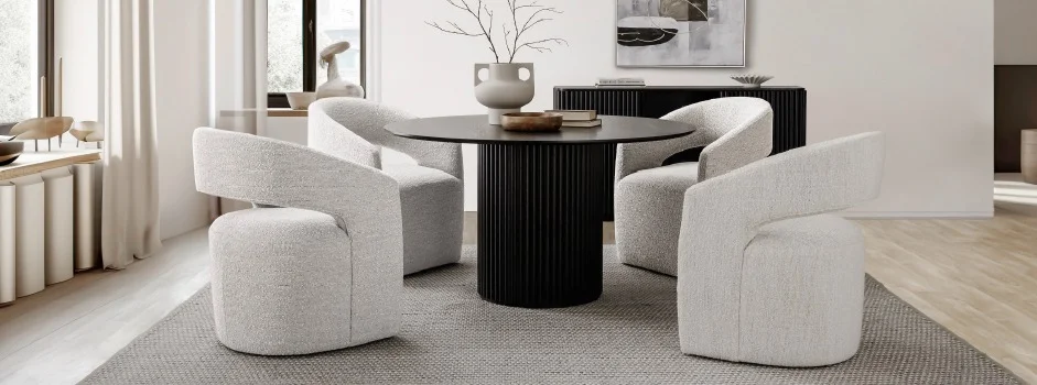 RHODES - round dining table 135cm - Black
